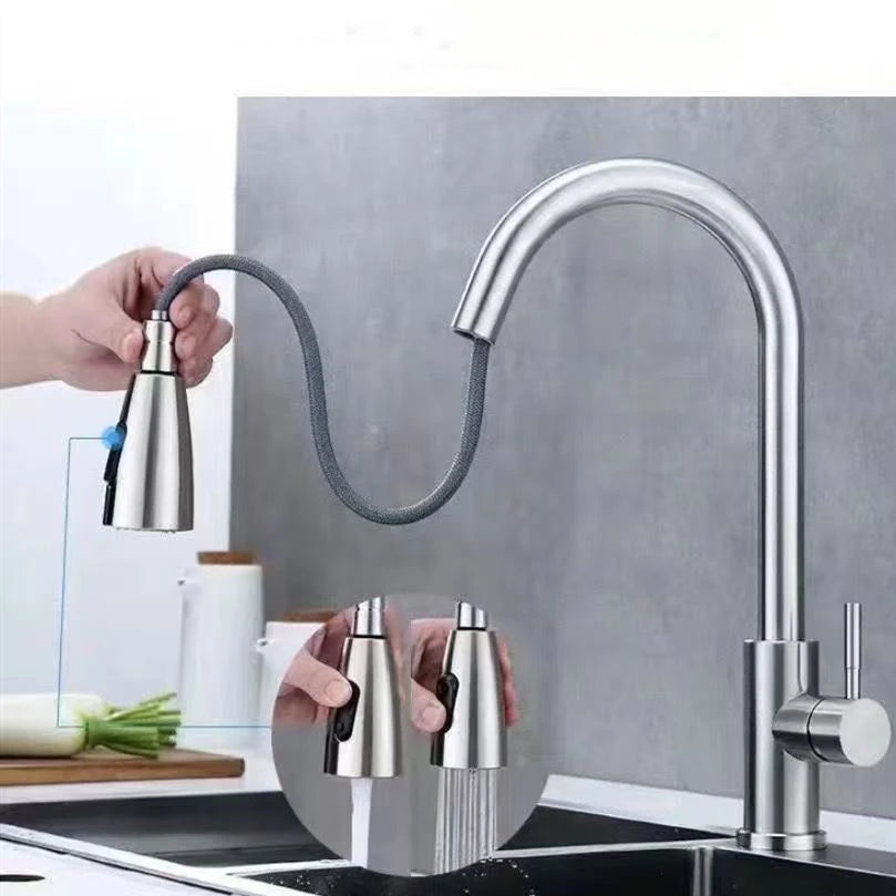 Brushed Nickle  Kitchen Faucet Pull Out Stainless Steel Black Kitchen Mixed Tap Kitchen Sink Tap