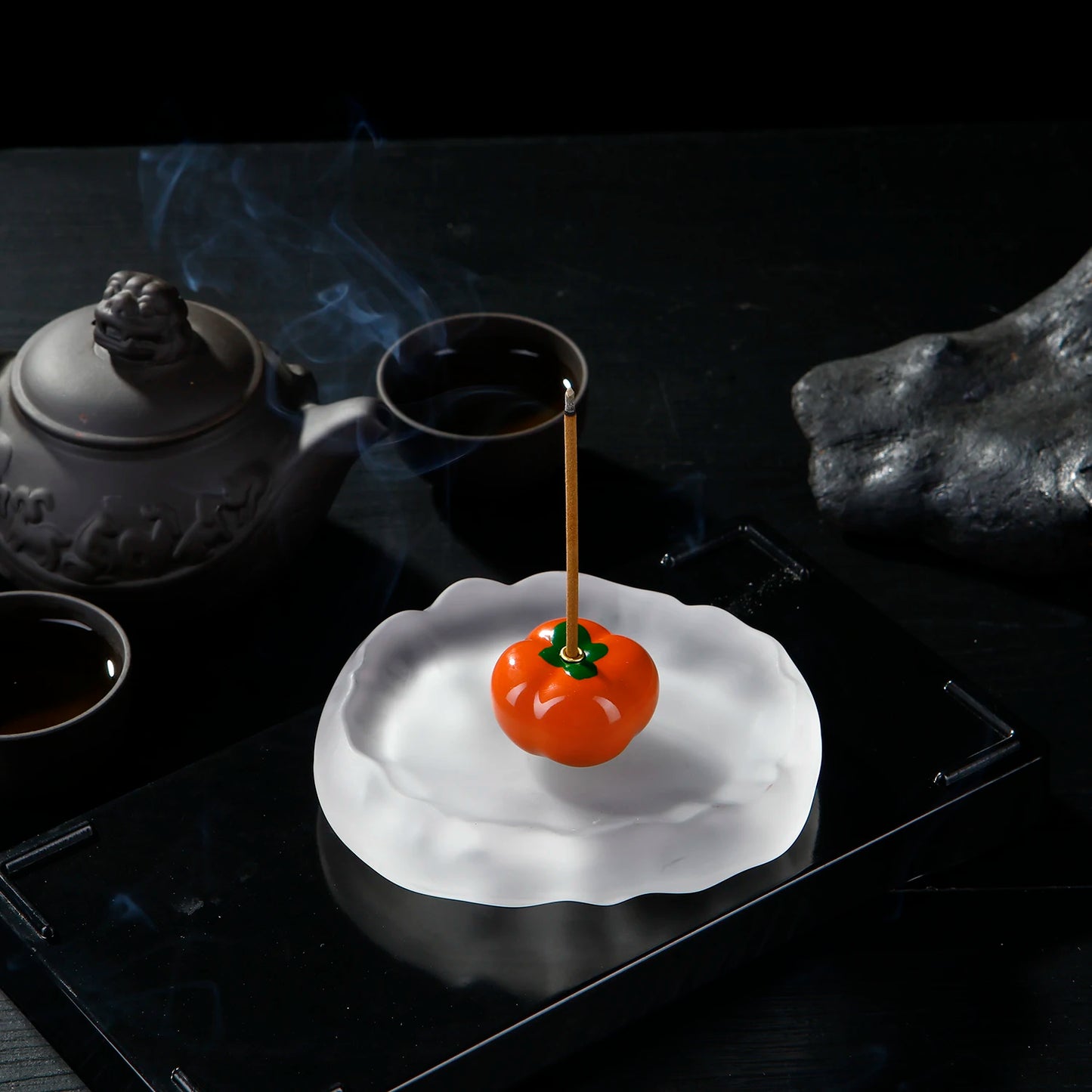 Mini Jade Incense Burner Incense Holder with Glass Incense Plate Ash Catcher Buddhism Supplies Home Decor